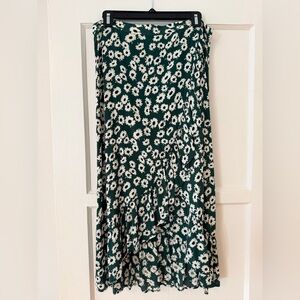 Rails Green and White Floral High-Low Skirt